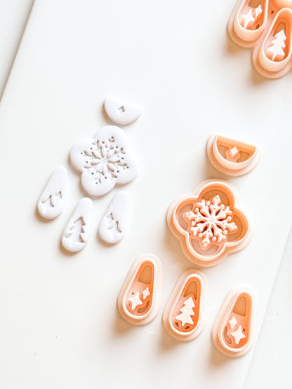 Christmas Snowflake Clay Cutter Set: Individual and Joint Holiday Polymer Clay Tools
