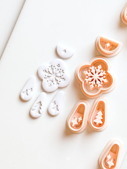 Christmas Snowflake Clay Cutter Set: Individual and Joint Holiday Polymer Clay Tools