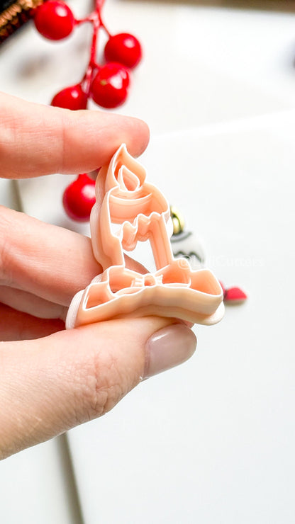 Christmas Candle Clay Cutter – Bow Detail Holiday Polymer Clay Earring Shape