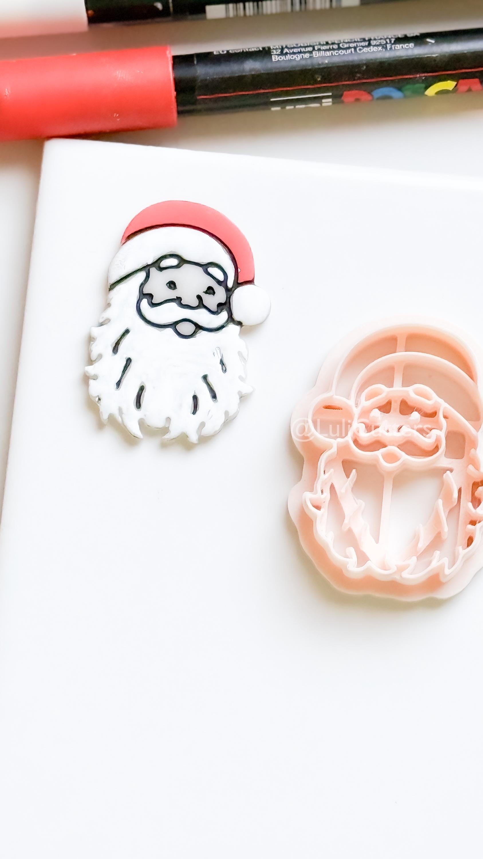 Santa Face Clay Cutter – Christmas Polymer Clay Tool for Festive Earrings & Charms