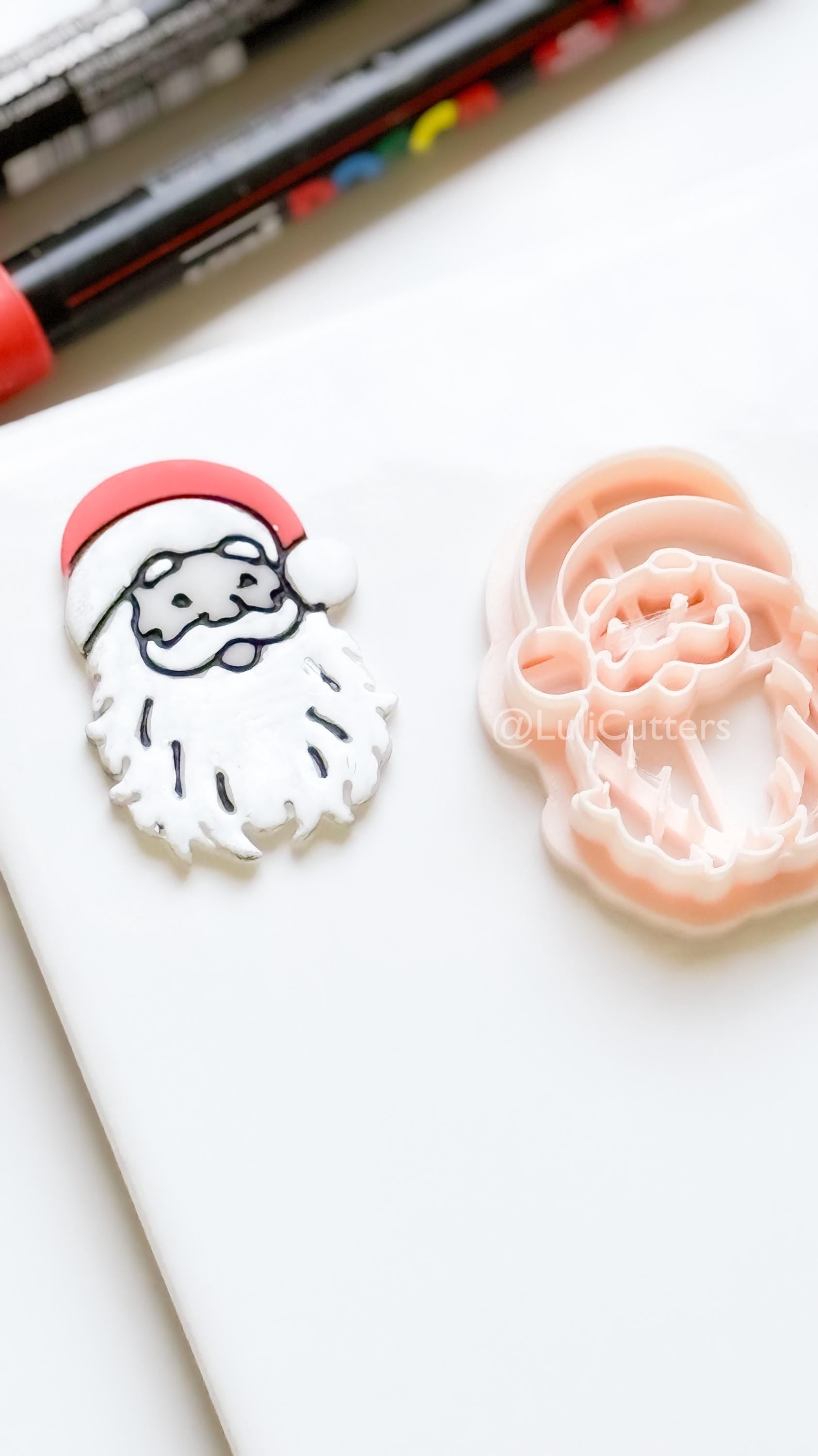 Santa Face Clay Cutter – Christmas Polymer Clay Tool for Festive Earrings & Charms
