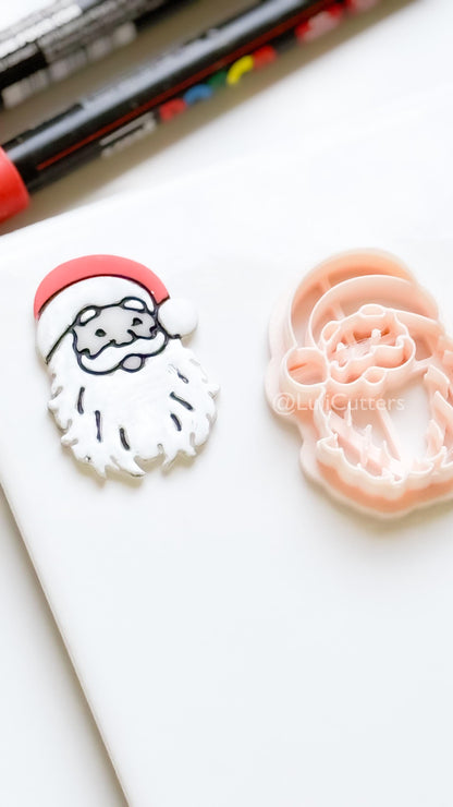 Santa Face Clay Cutter – Christmas Polymer Clay Tool for Festive Earrings & Charms
