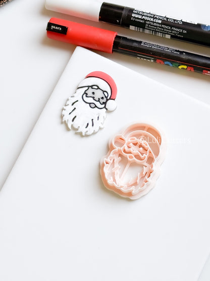Santa Face Clay Cutter – Christmas Polymer Clay Tool for Festive Earrings & Charms