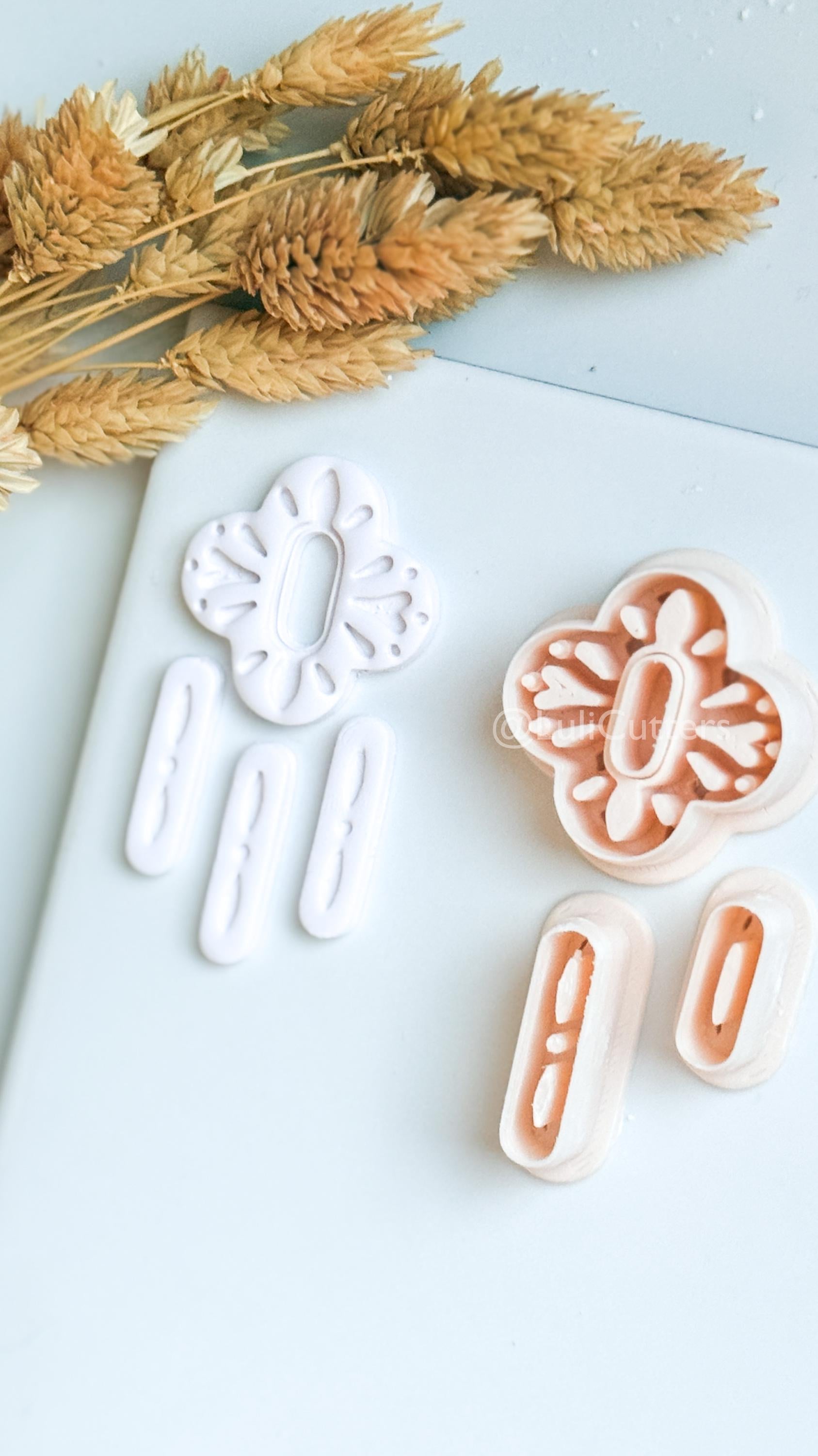 Folk Art Floral Clay Cutter Set – Nordic-Inspired Polymer Clay Earring Cutters