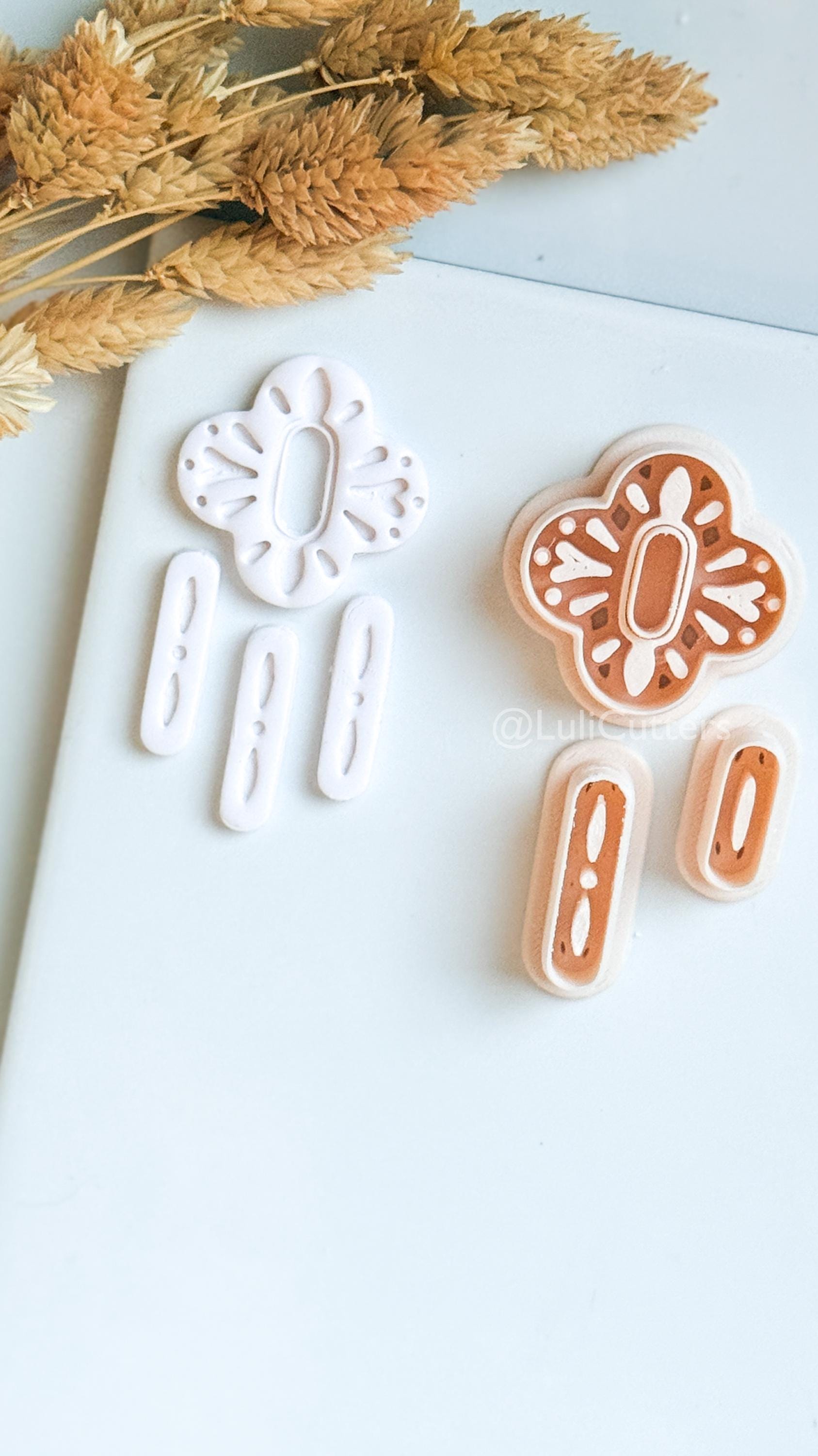 Folk Art Floral Clay Cutter Set – Nordic-Inspired Polymer Clay Earring Cutters