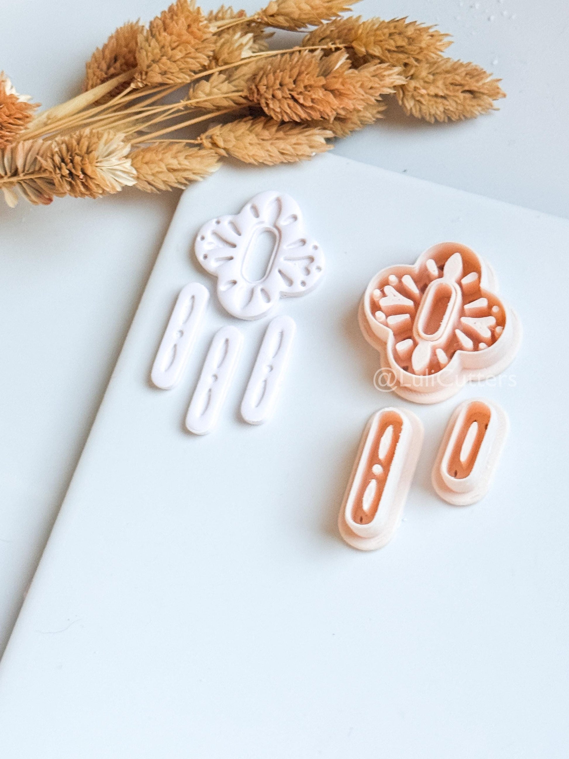 Folk Art Floral Clay Cutter Set – Nordic-Inspired Polymer Clay Earring Cutters