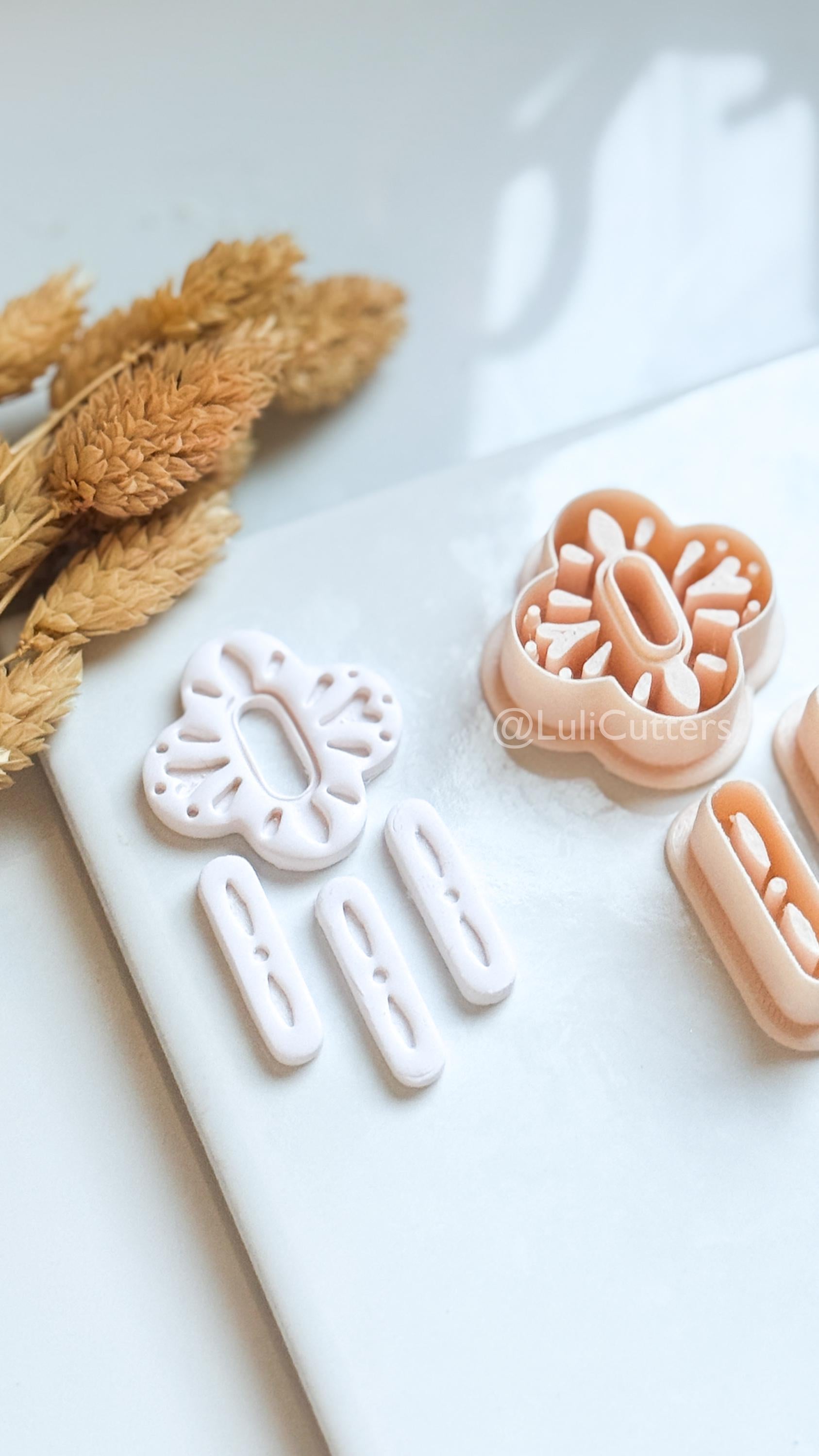 Folk Art Floral Clay Cutter Set – Nordic-Inspired Polymer Clay Earring Cutters