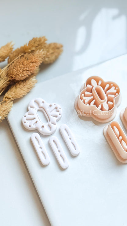 Folk Art Floral Clay Cutter Set – Nordic-Inspired Polymer Clay Earring Cutters