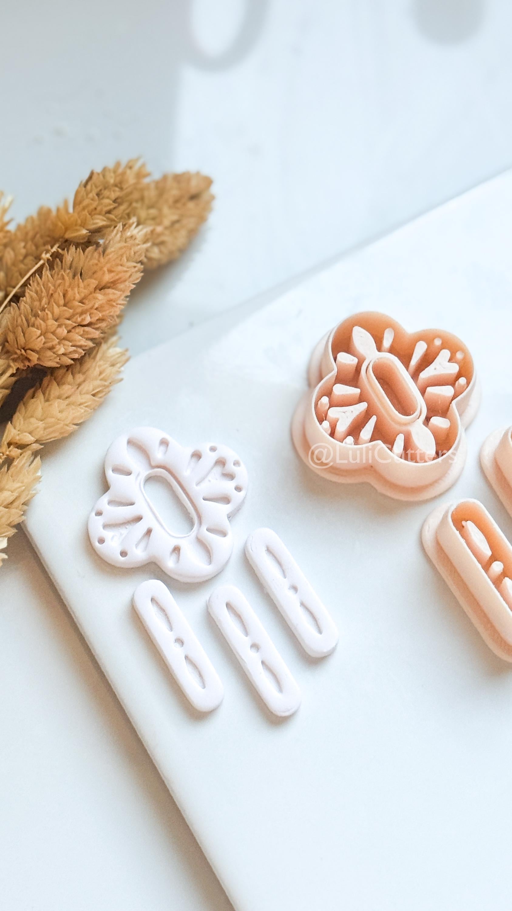 Folk Art Floral Clay Cutter Set – Nordic-Inspired Polymer Clay Earring Cutters