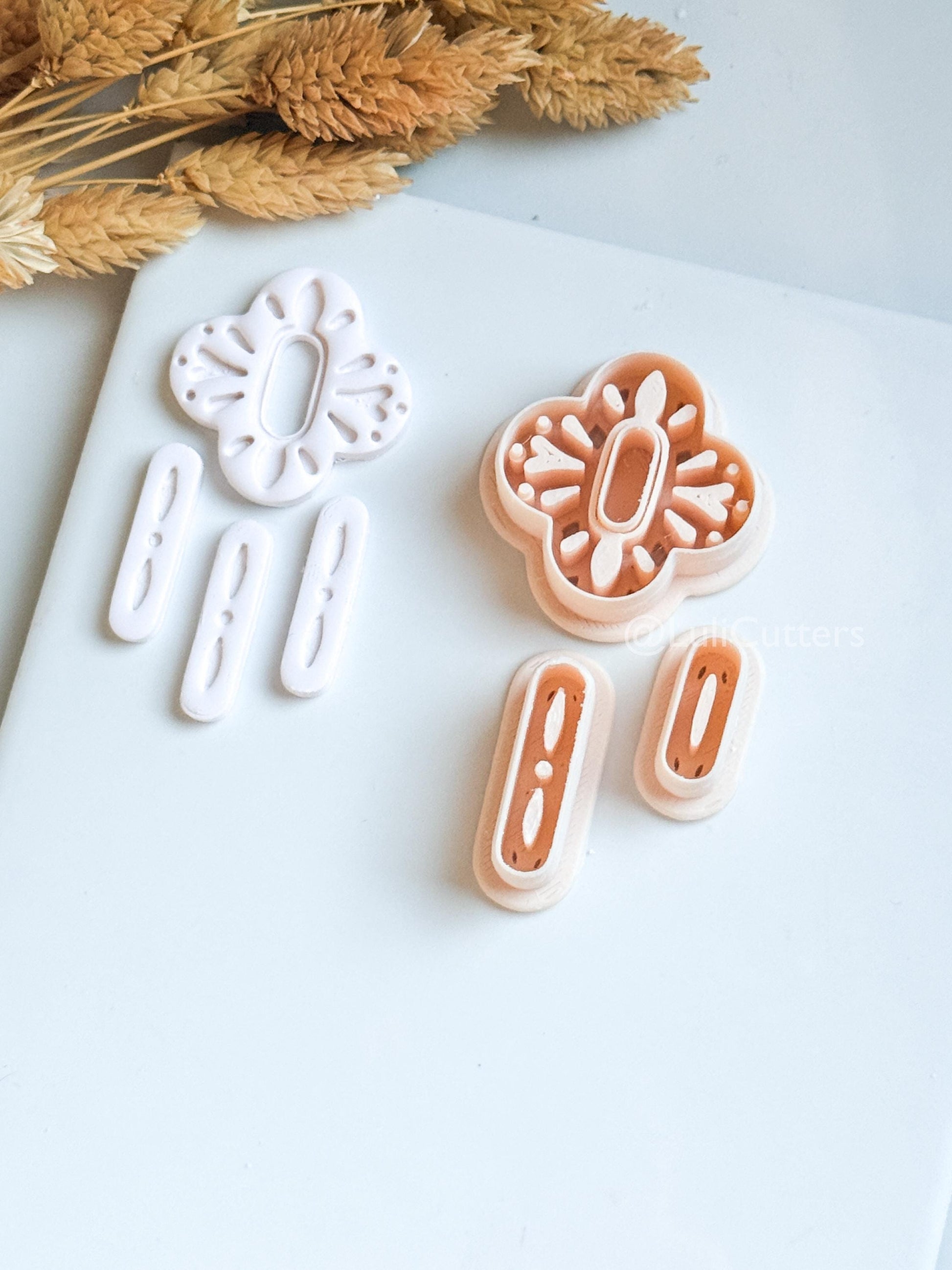 Folk Art Floral Clay Cutter Set – Nordic-Inspired Polymer Clay Earring Cutters