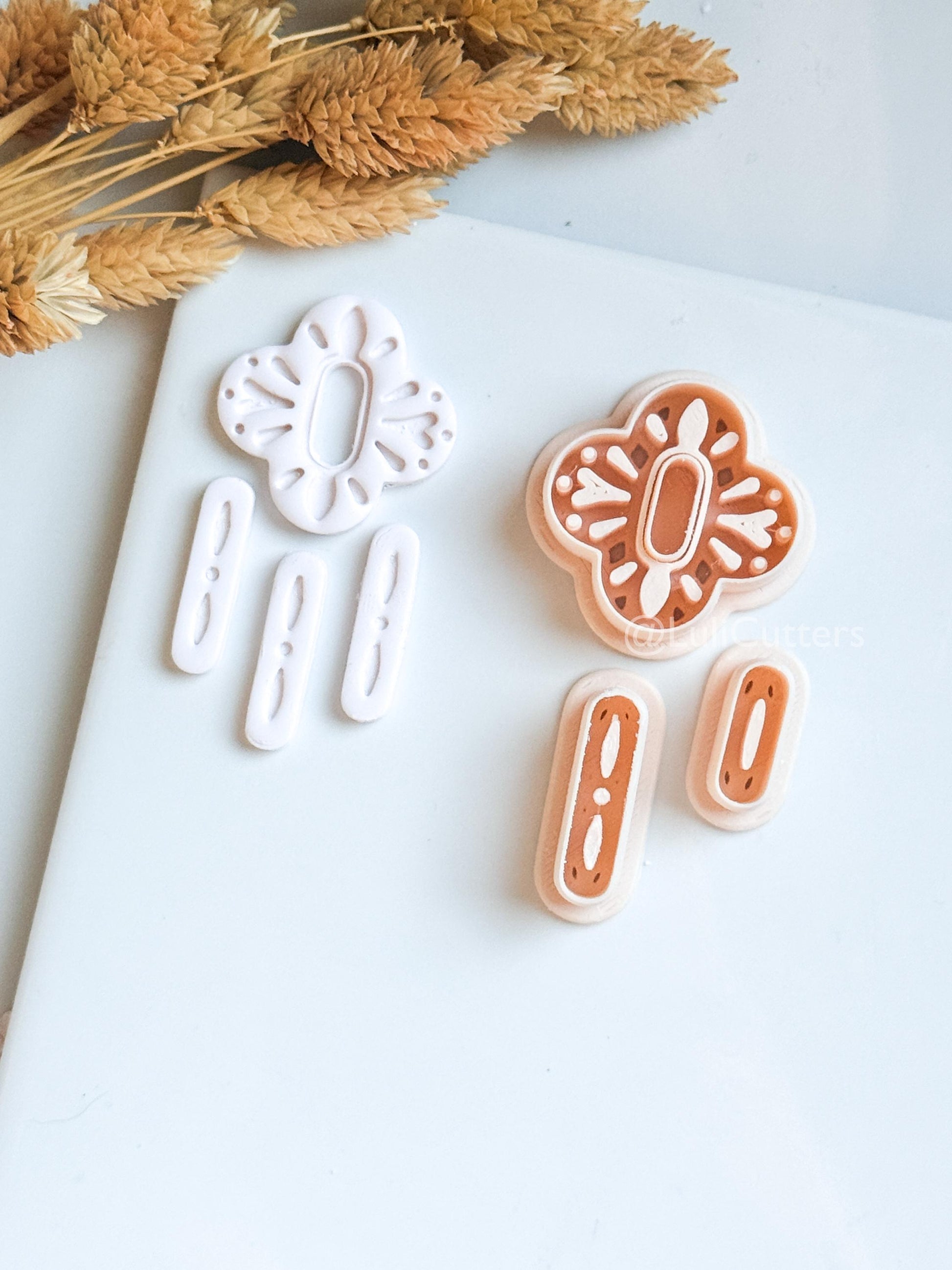Folk Art Floral Clay Cutter Set – Nordic-Inspired Polymer Clay Earring Cutters
