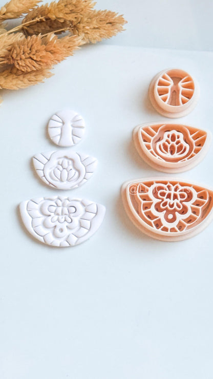 Floral Mandala Ornamental Clay Cutter Set – Decorative Polymer Clay Earring Cutters