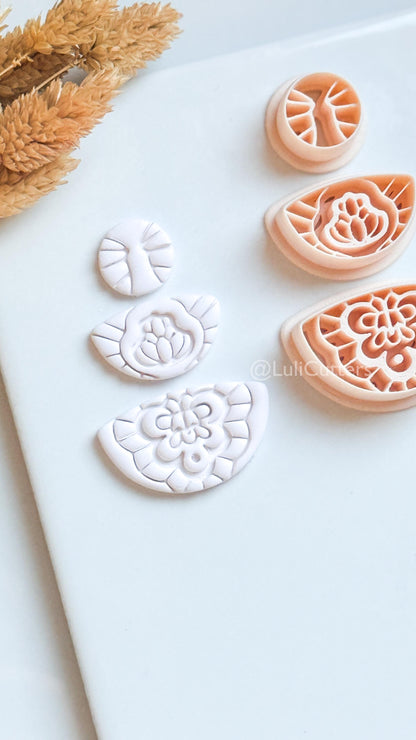 Floral Mandala Ornamental Clay Cutter Set – Decorative Polymer Clay Earring Cutters