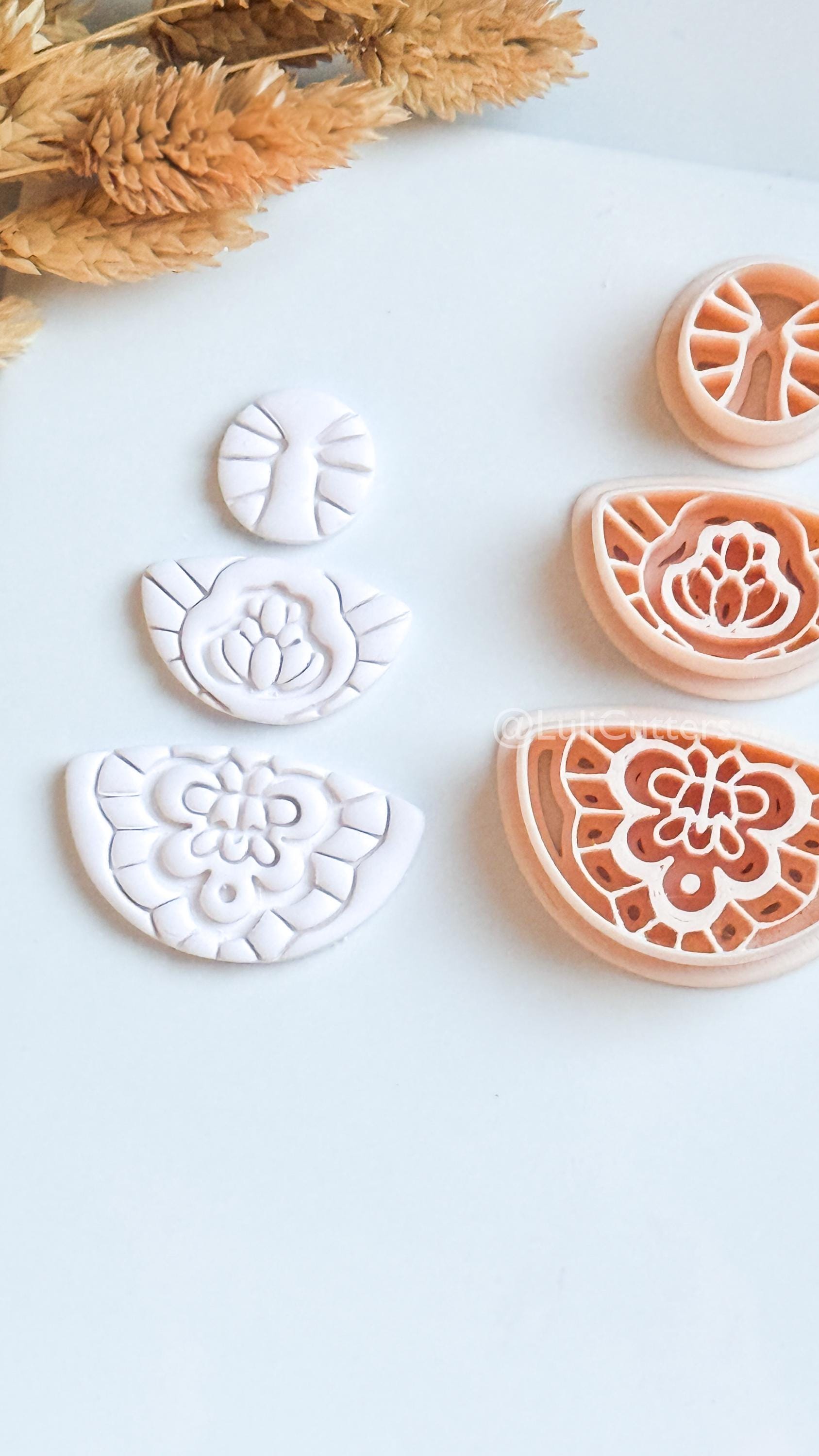Floral Mandala Ornamental Clay Cutter Set – Decorative Polymer Clay Earring Cutters