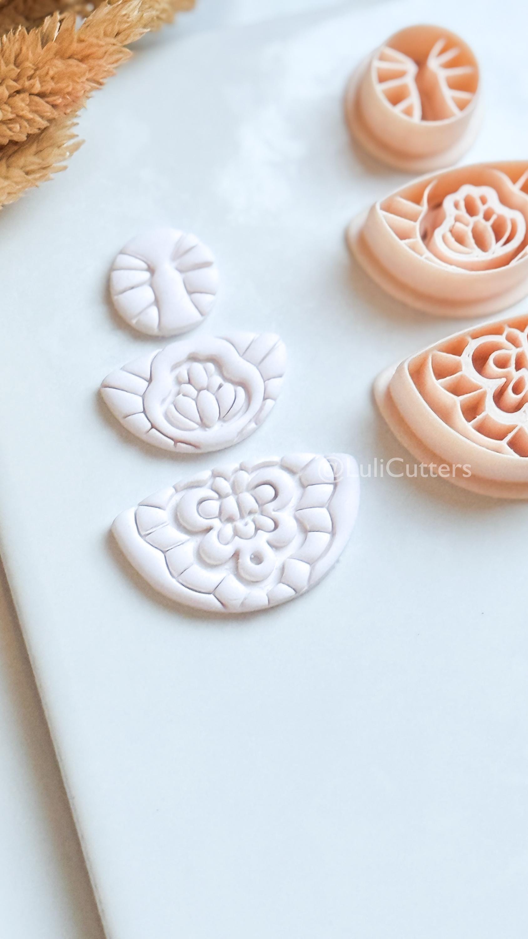 Floral Mandala Ornamental Clay Cutter Set – Decorative Polymer Clay Earring Cutters