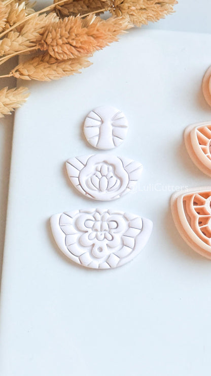 Floral Mandala Ornamental Clay Cutter Set – Decorative Polymer Clay Earring Cutters