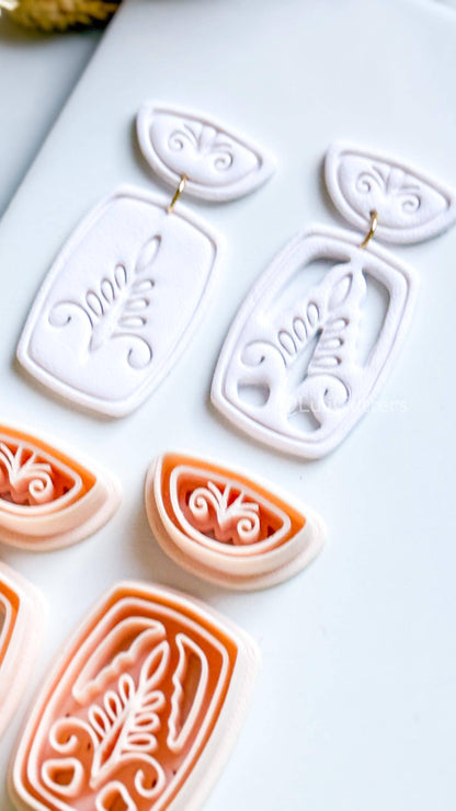 Boho Ornamental Floral Clay Cutter Set – Two Versions: Imprint & Cutout Design