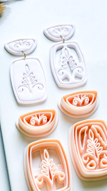 Boho Ornamental Floral Clay Cutter Set – Two Versions: Imprint & Cutout Design