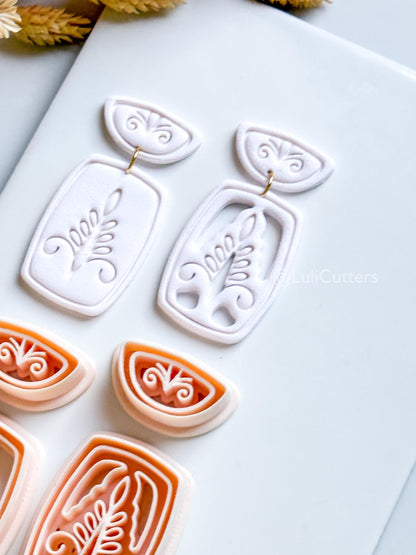 Boho Ornamental Floral Clay Cutter Set – Two Versions: Imprint & Cutout Design