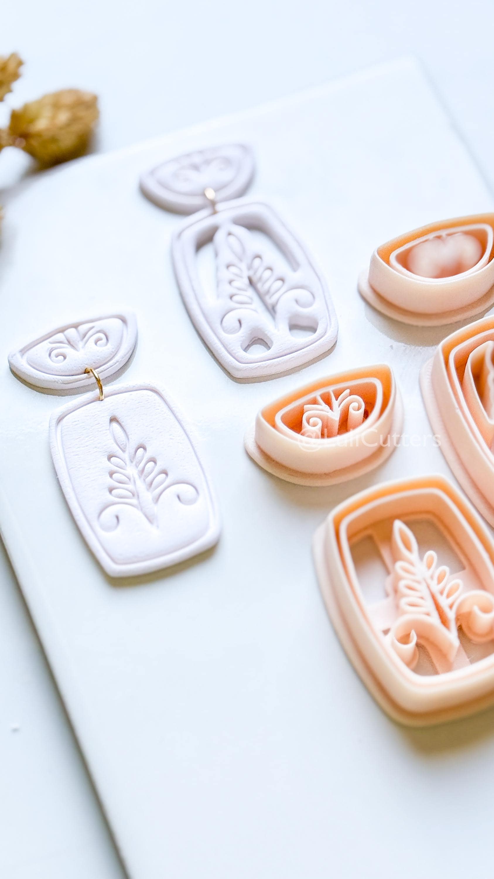 Boho Ornamental Floral Clay Cutter Set – Two Versions: Imprint & Cutout Design