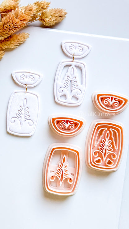 Boho Ornamental Floral Clay Cutter Set – Two Versions: Imprint & Cutout Design