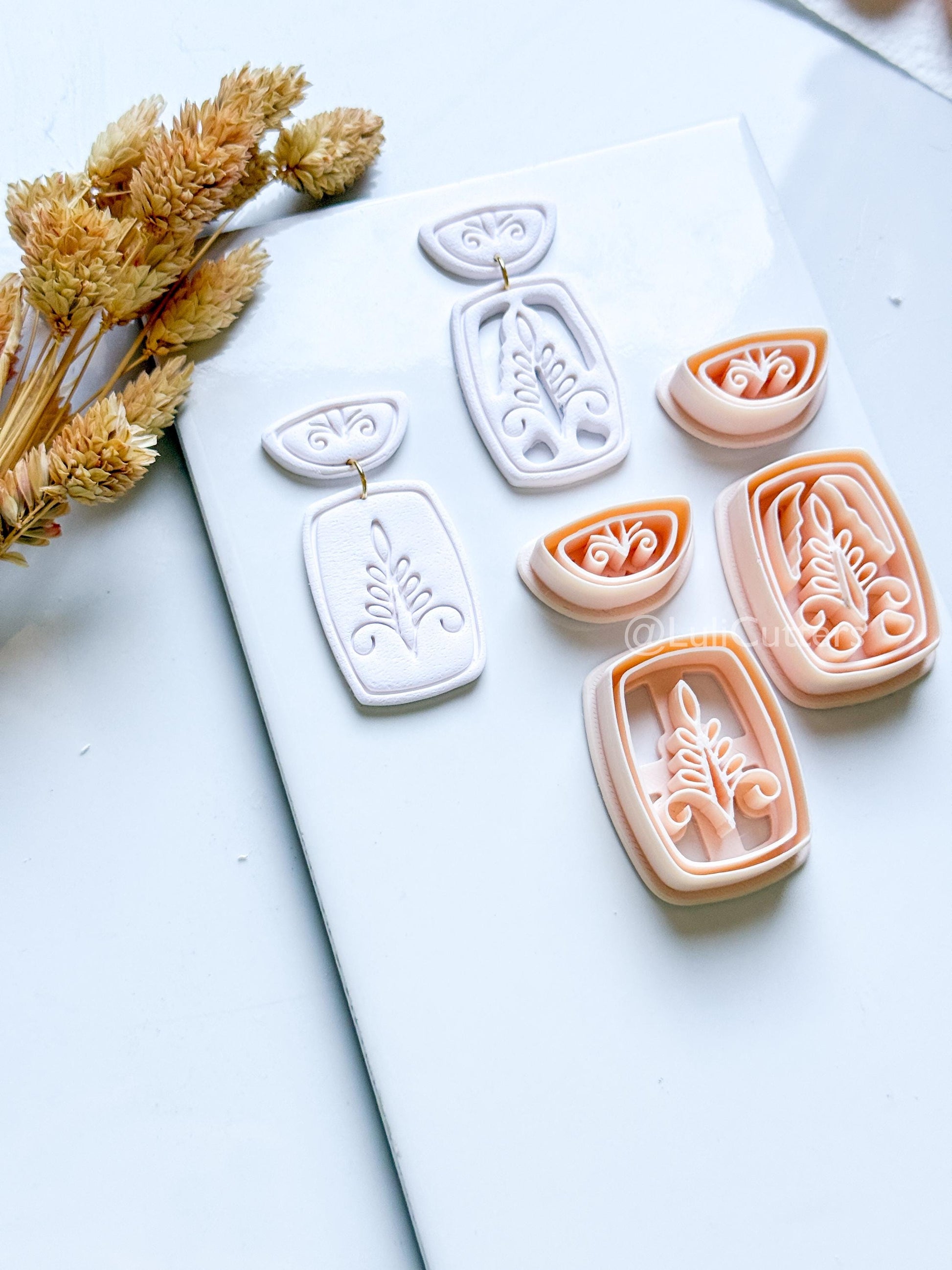 Boho Ornamental Floral Clay Cutter Set – Two Versions: Imprint & Cutout Design