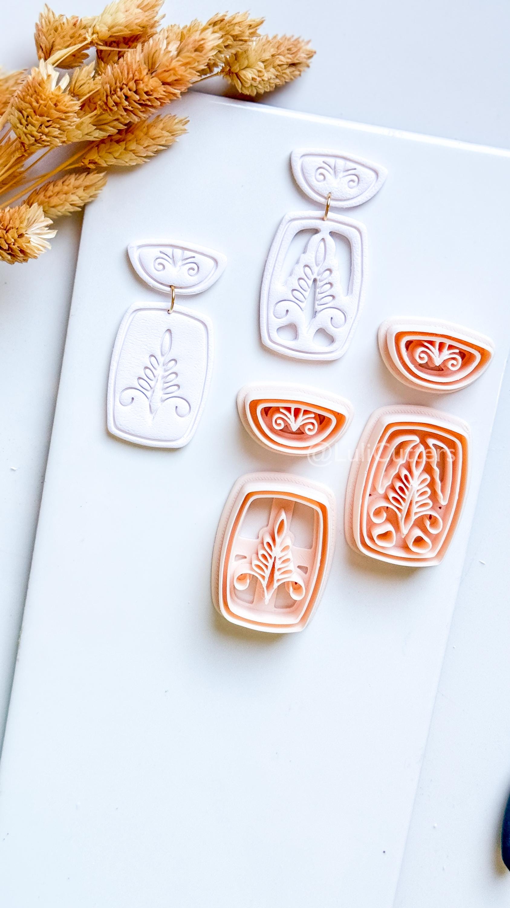 Boho Ornamental Floral Clay Cutter Set – Two Versions: Imprint & Cutout Design