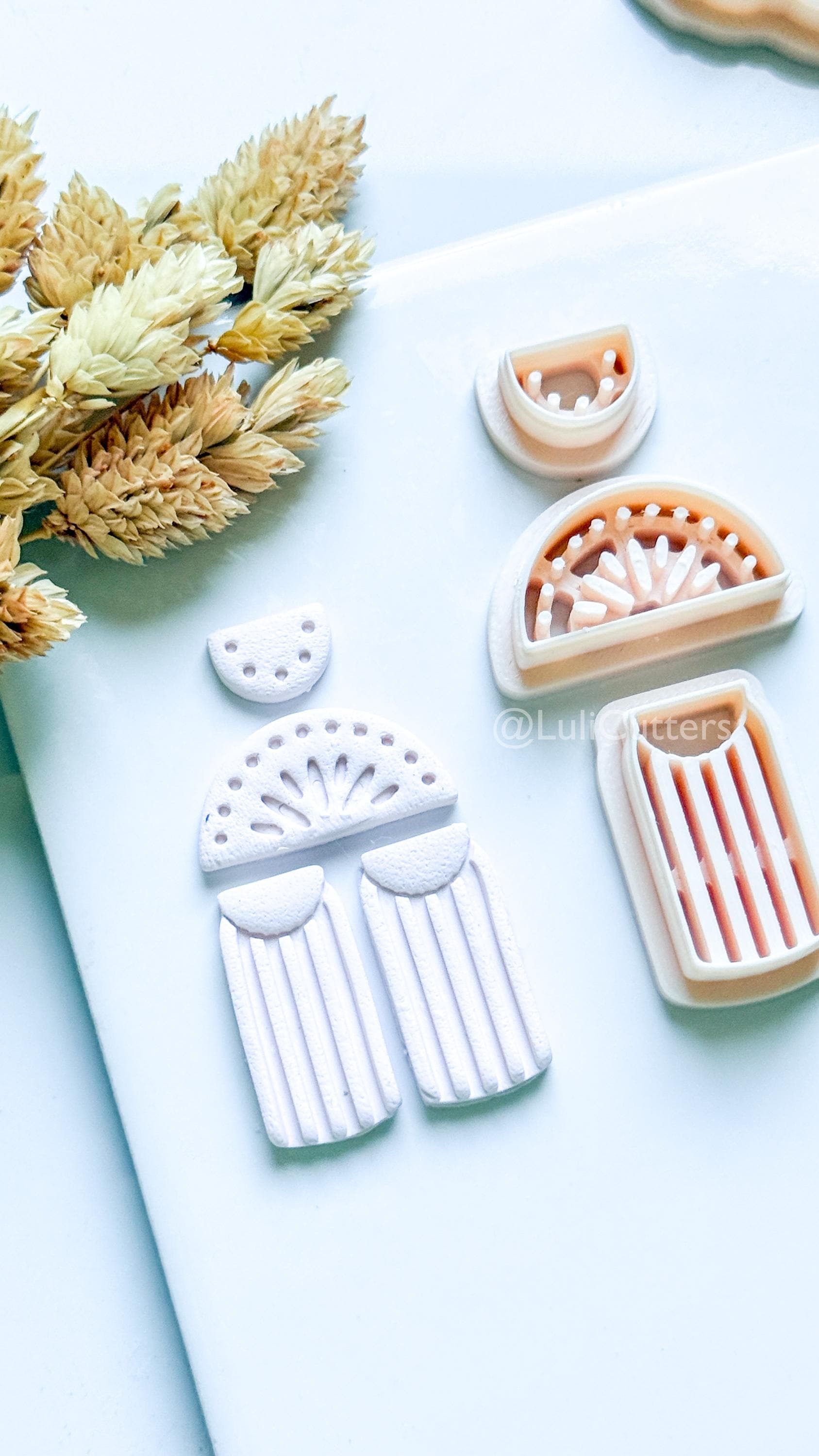 Boho Sunburst Clay Cutter Set: Arch Fringe Earring Design