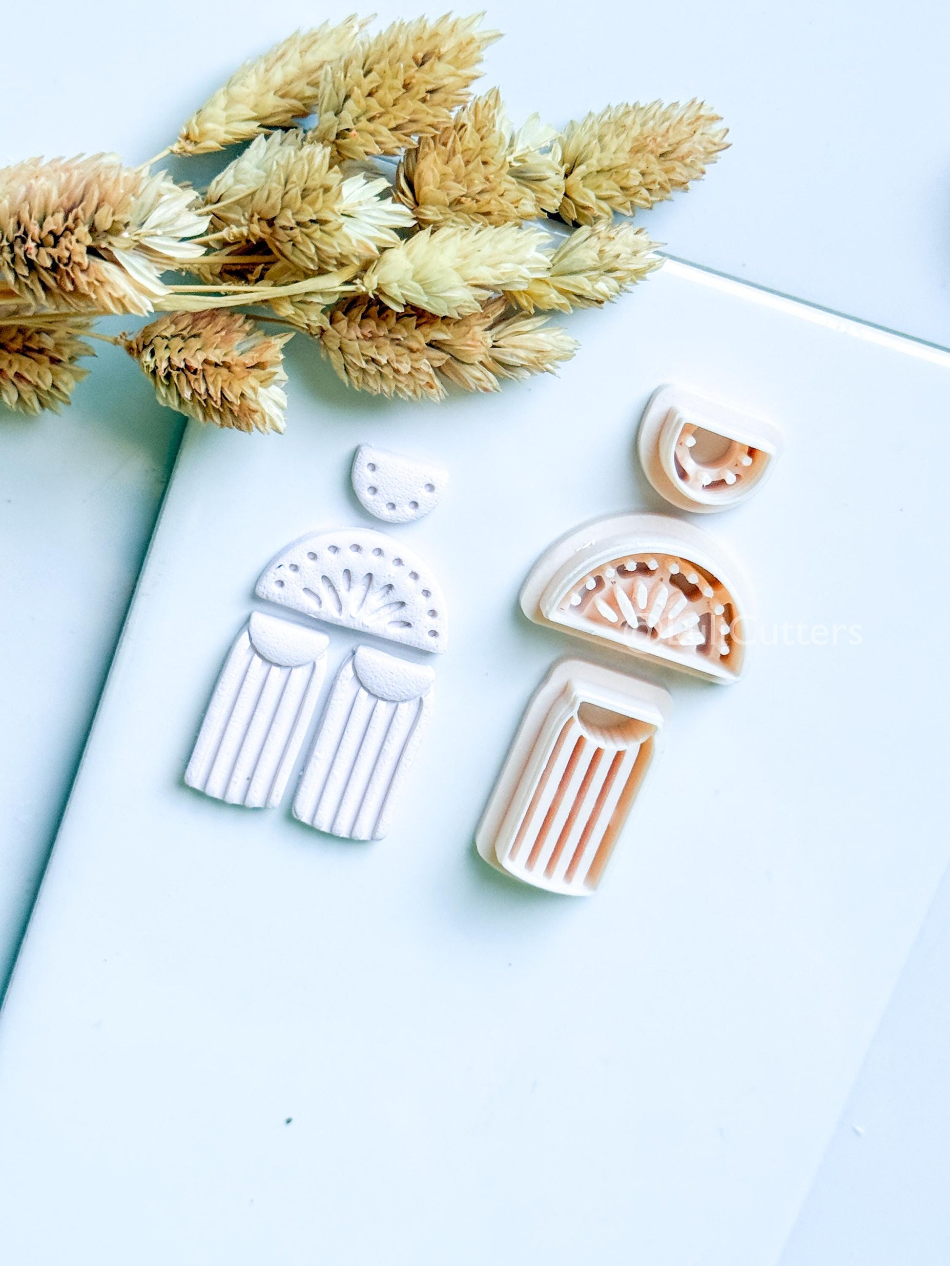Boho Sunburst Clay Cutter Set: Arch Fringe Earring Design