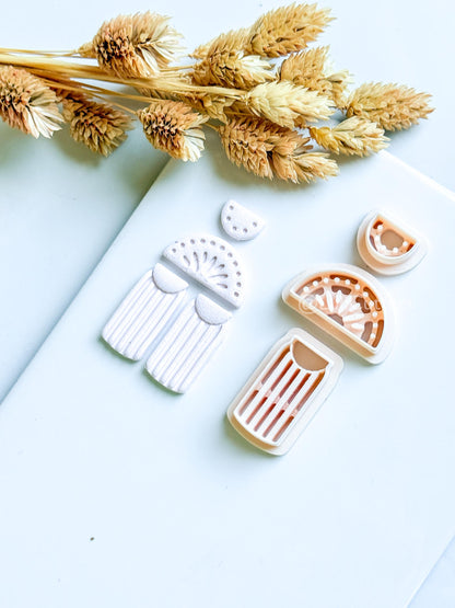 Boho Sunburst Clay Cutter Set: Arch Fringe Earring Design