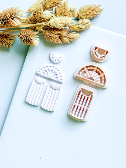 Boho Sunburst Clay Cutter Set: Arch Fringe Earring Design