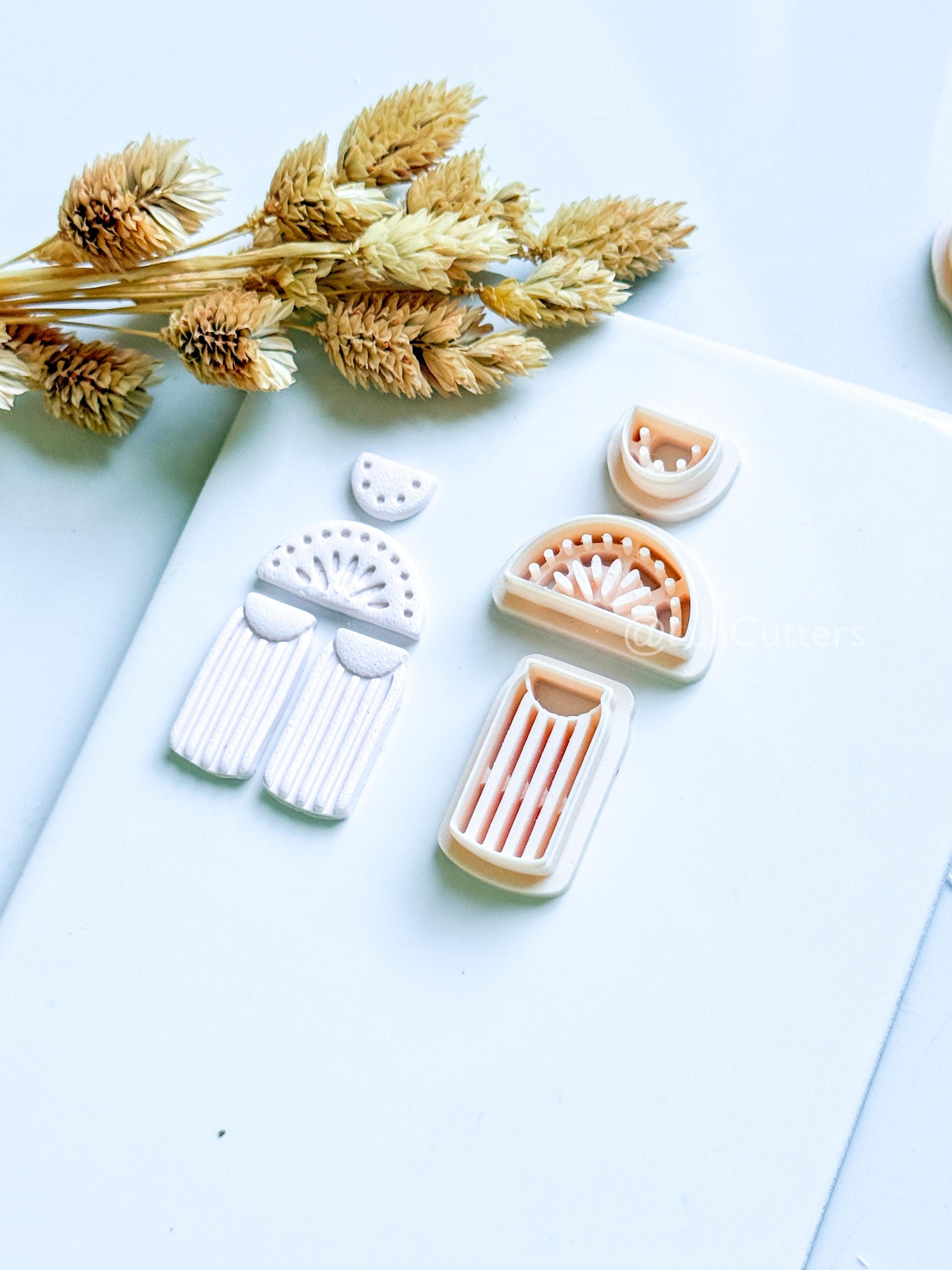 Boho Sunburst Clay Cutter Set: Arch Fringe Earring Design