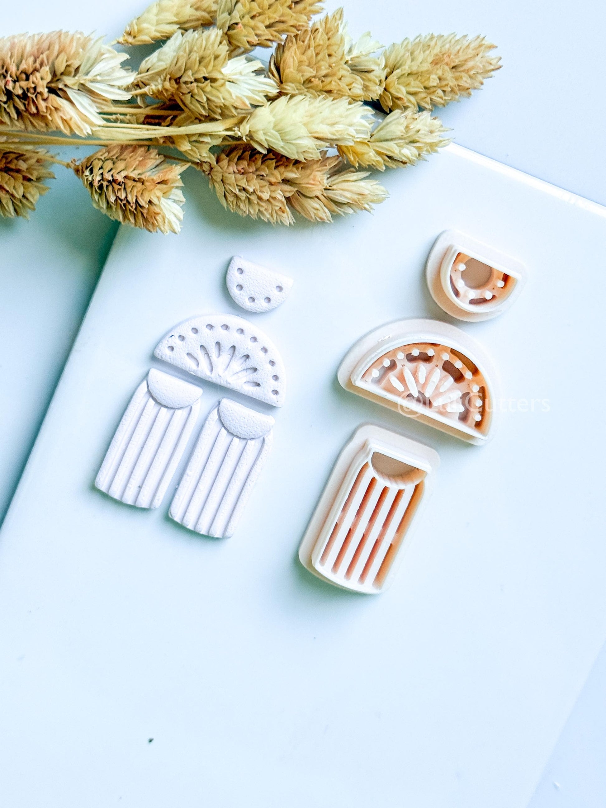 Boho Sunburst Clay Cutter Set: Arch Fringe Earring Design