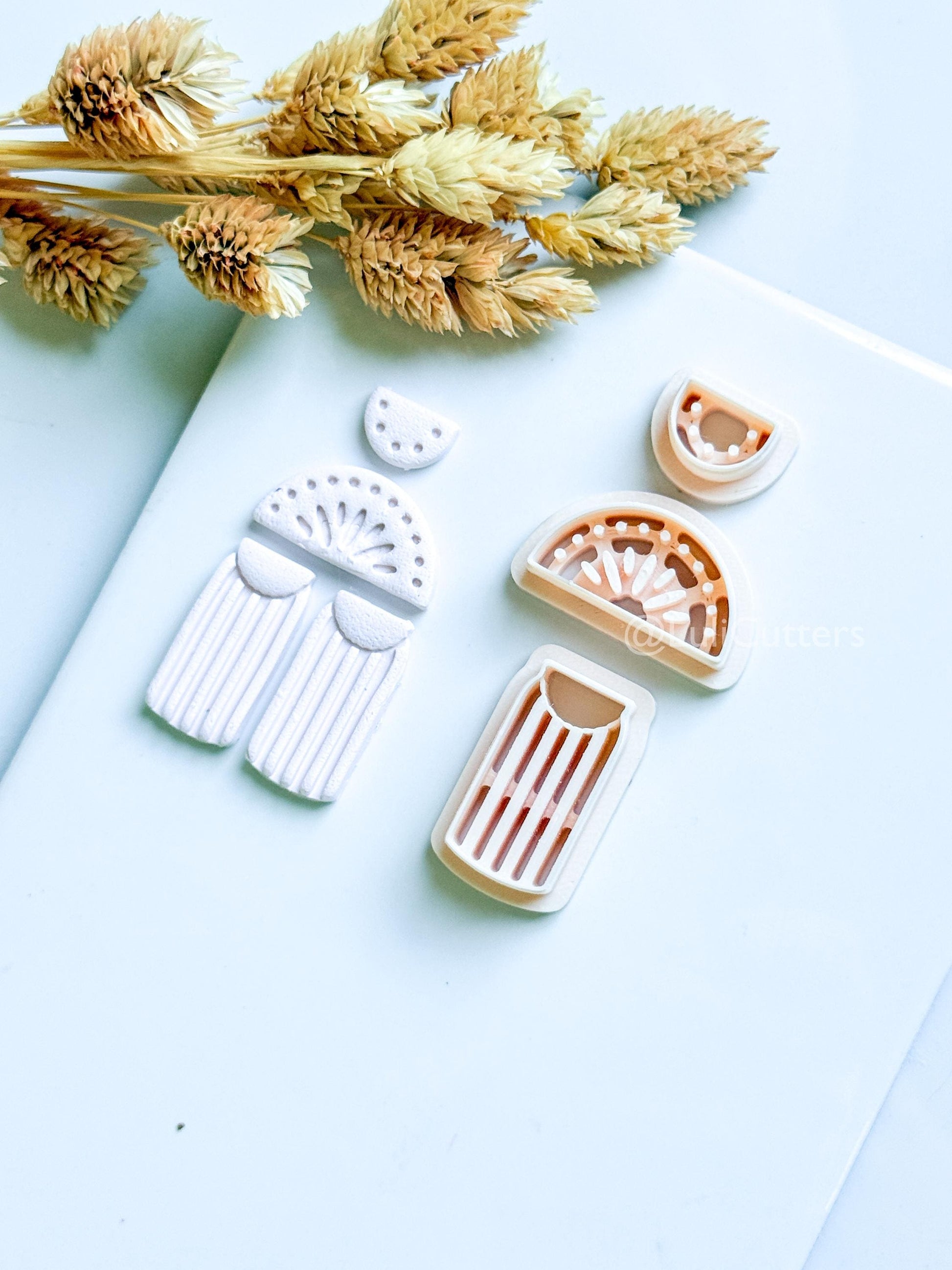 Boho Sunburst Clay Cutter Set: Arch Fringe Earring Design