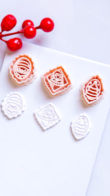 Framed Christmas Clay Cutter Set – Santa, Tree & Penguin Polymer Clay Earring Shapes