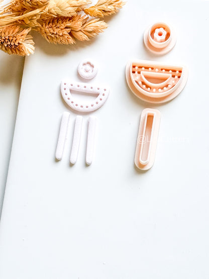 Boho Clay Cutter Set: Arch, Flower, Fringe Polymer Earring Cutters