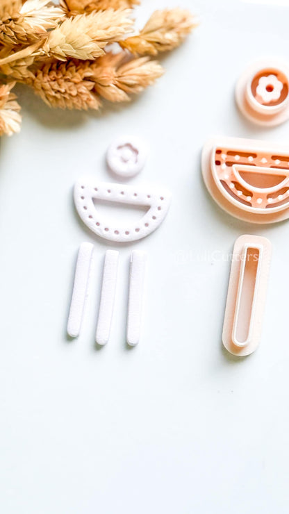Boho Clay Cutter Set: Arch, Flower, Fringe Polymer Earring Cutters