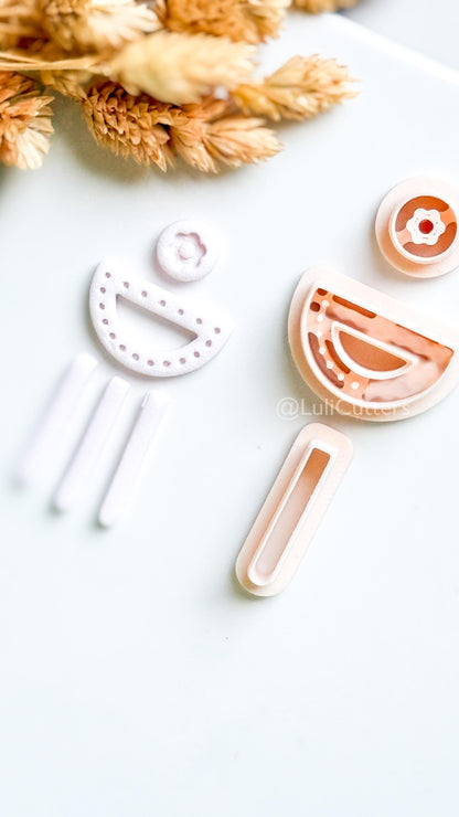 Boho Clay Cutter Set: Arch, Flower, Fringe Polymer Earring Cutters