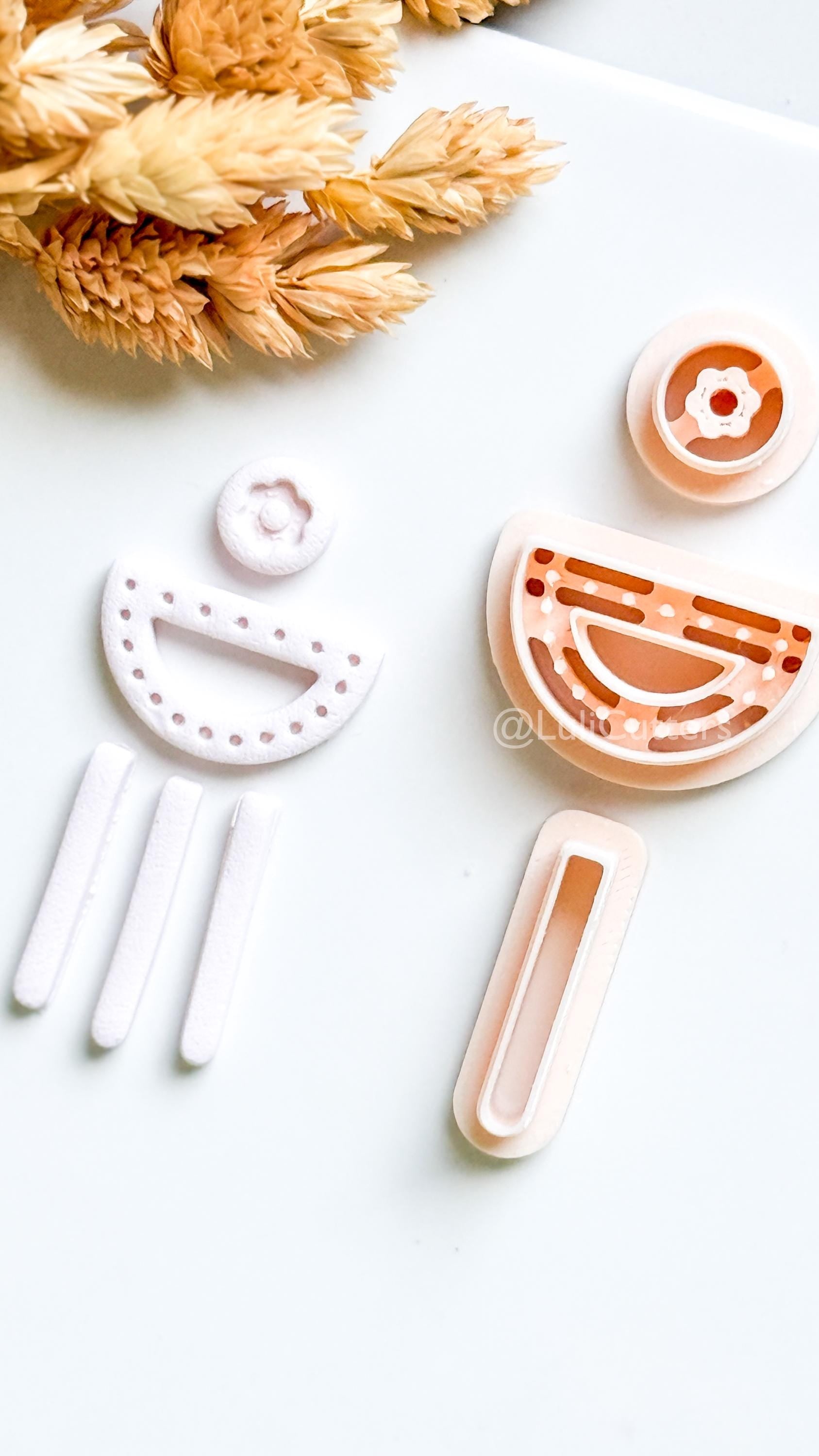 Boho Clay Cutter Set: Arch, Flower, Fringe Polymer Earring Cutters