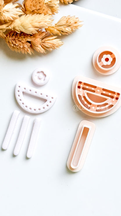 Boho Clay Cutter Set: Arch, Flower, Fringe Polymer Earring Cutters