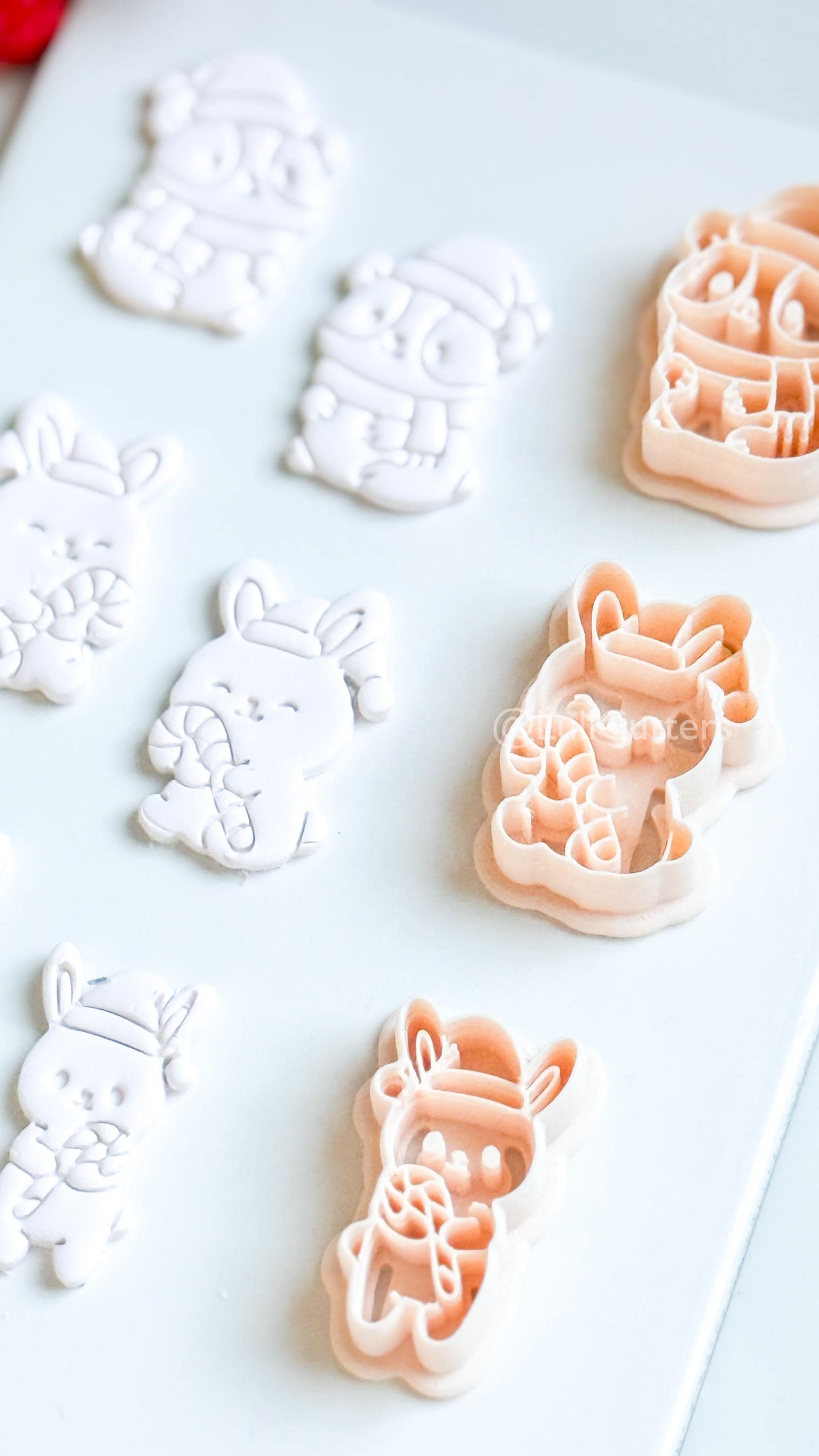 Christmas Bunny & Hamster Clay Cutter Set – Holiday Animals with Candy Cane Polymer Clay Tools