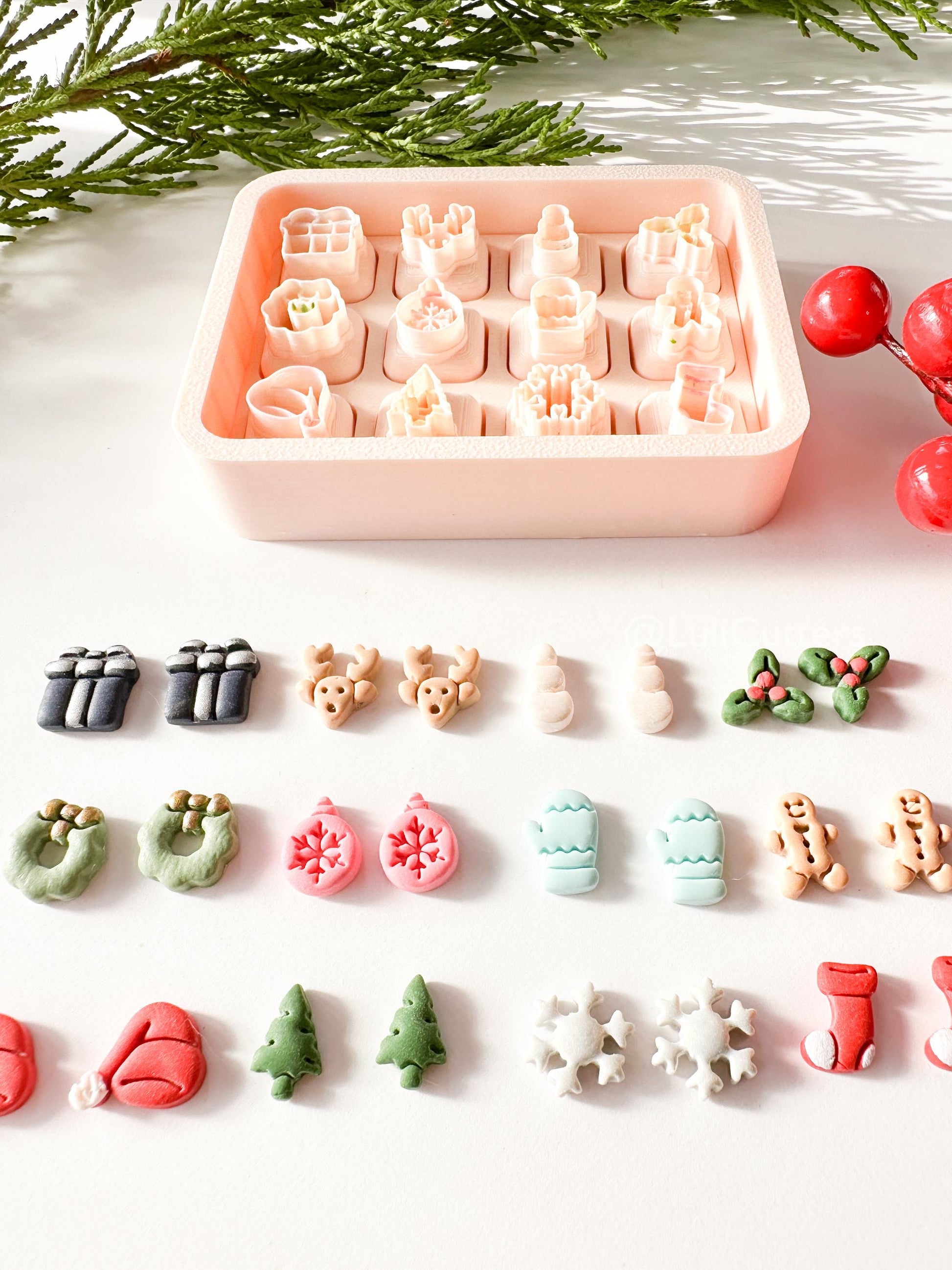 Christmas Mini Clay Cutter Set: Holiday Shapes, 12mm