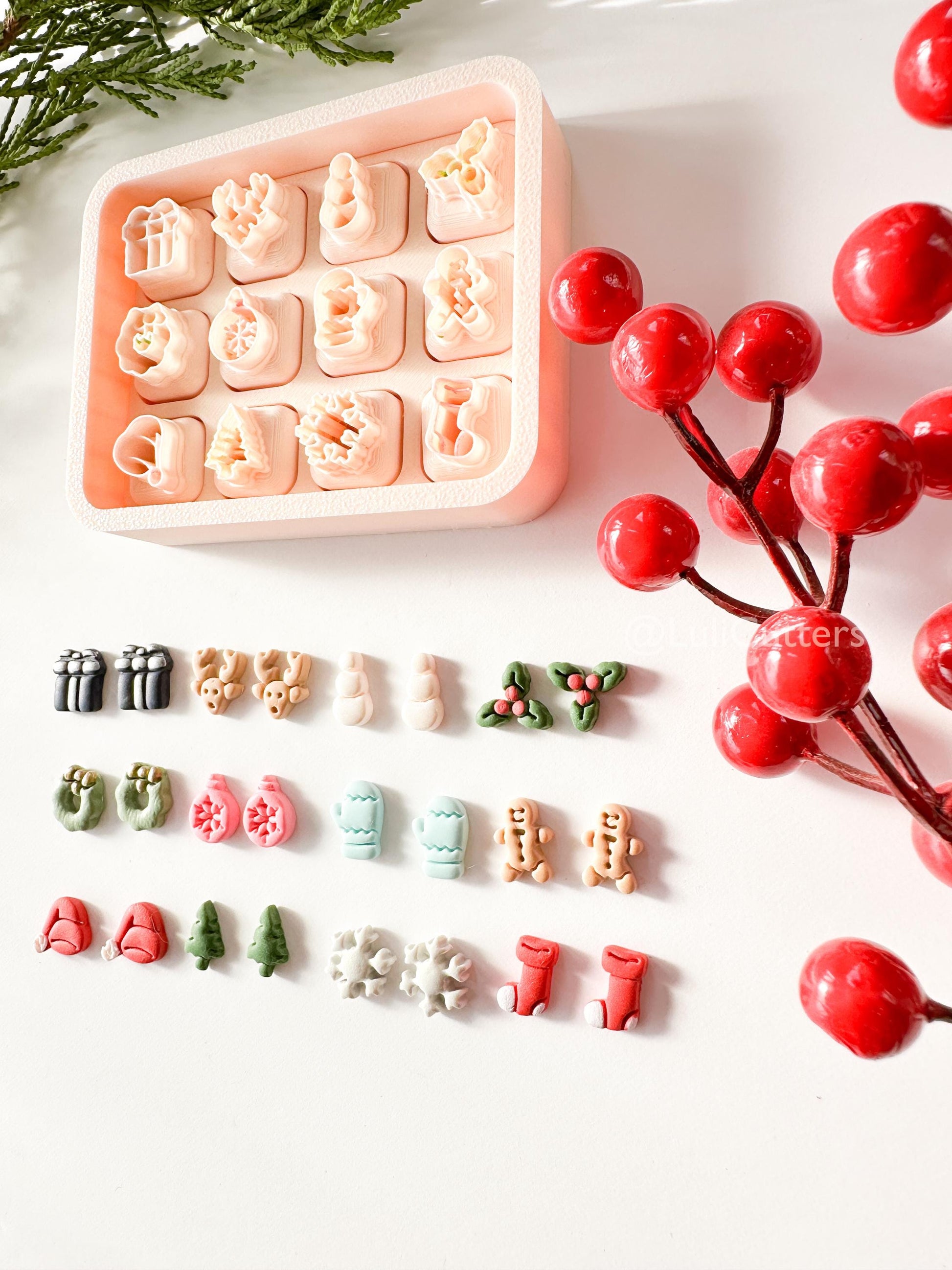 Christmas Mini Clay Cutter Set: Holiday Shapes, 12mm