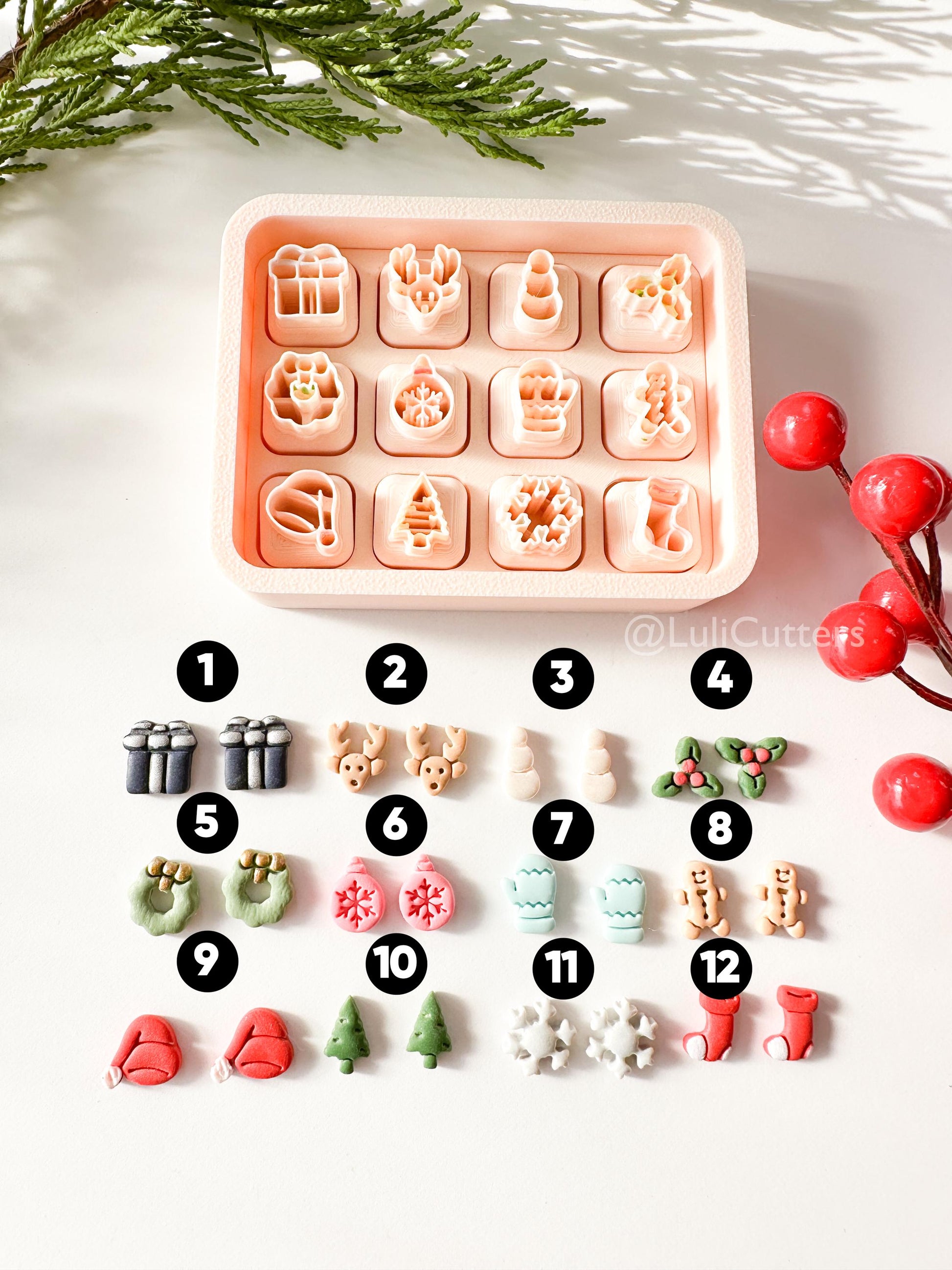 Christmas Mini Clay Cutter Set: Holiday Shapes, 12mm