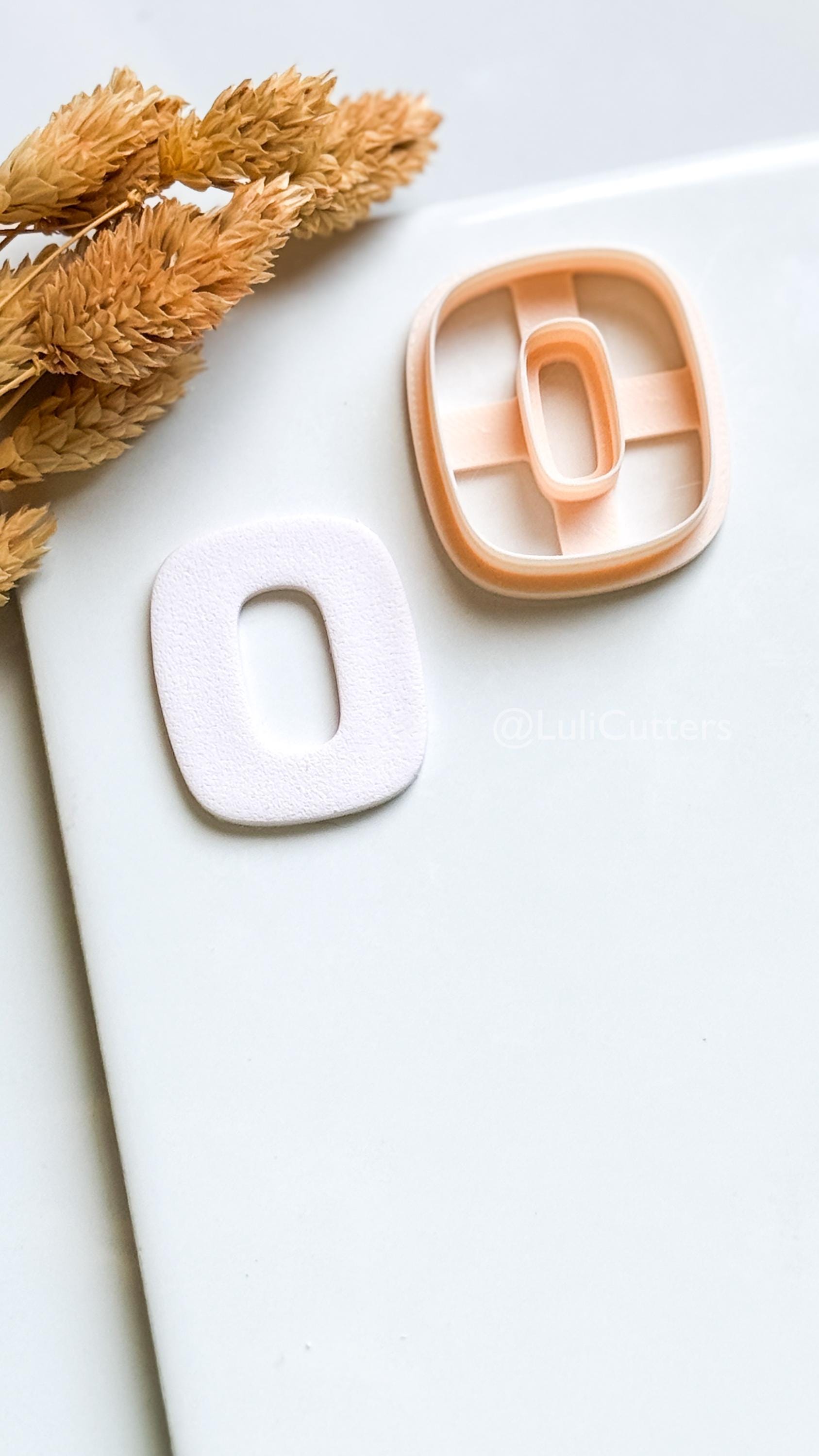 Rounded Square Clay Cutter – Modern Oval Center Polymer Clay Earring Shape