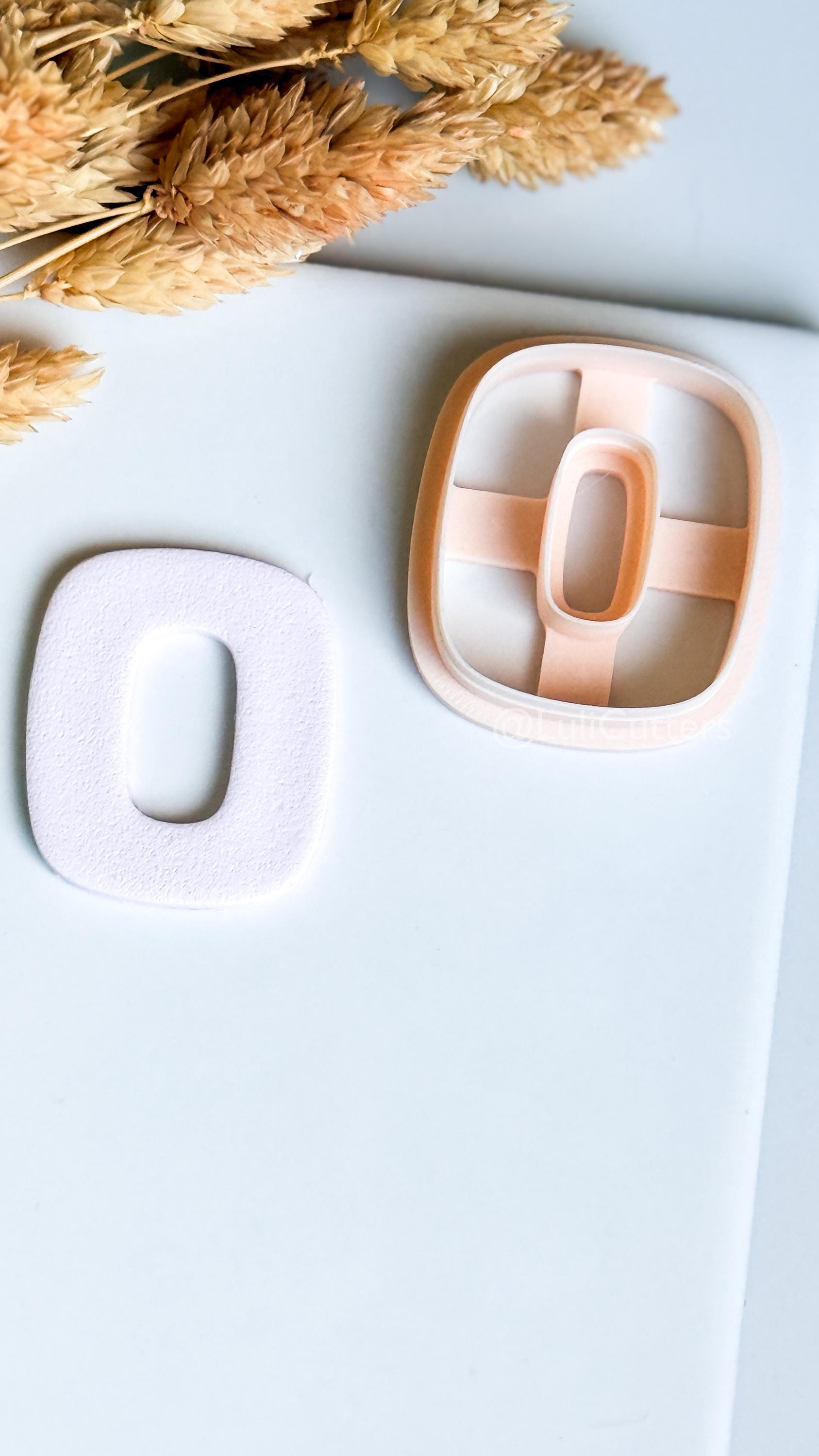 Rounded Square Clay Cutter – Modern Oval Center Polymer Clay Earring Shape