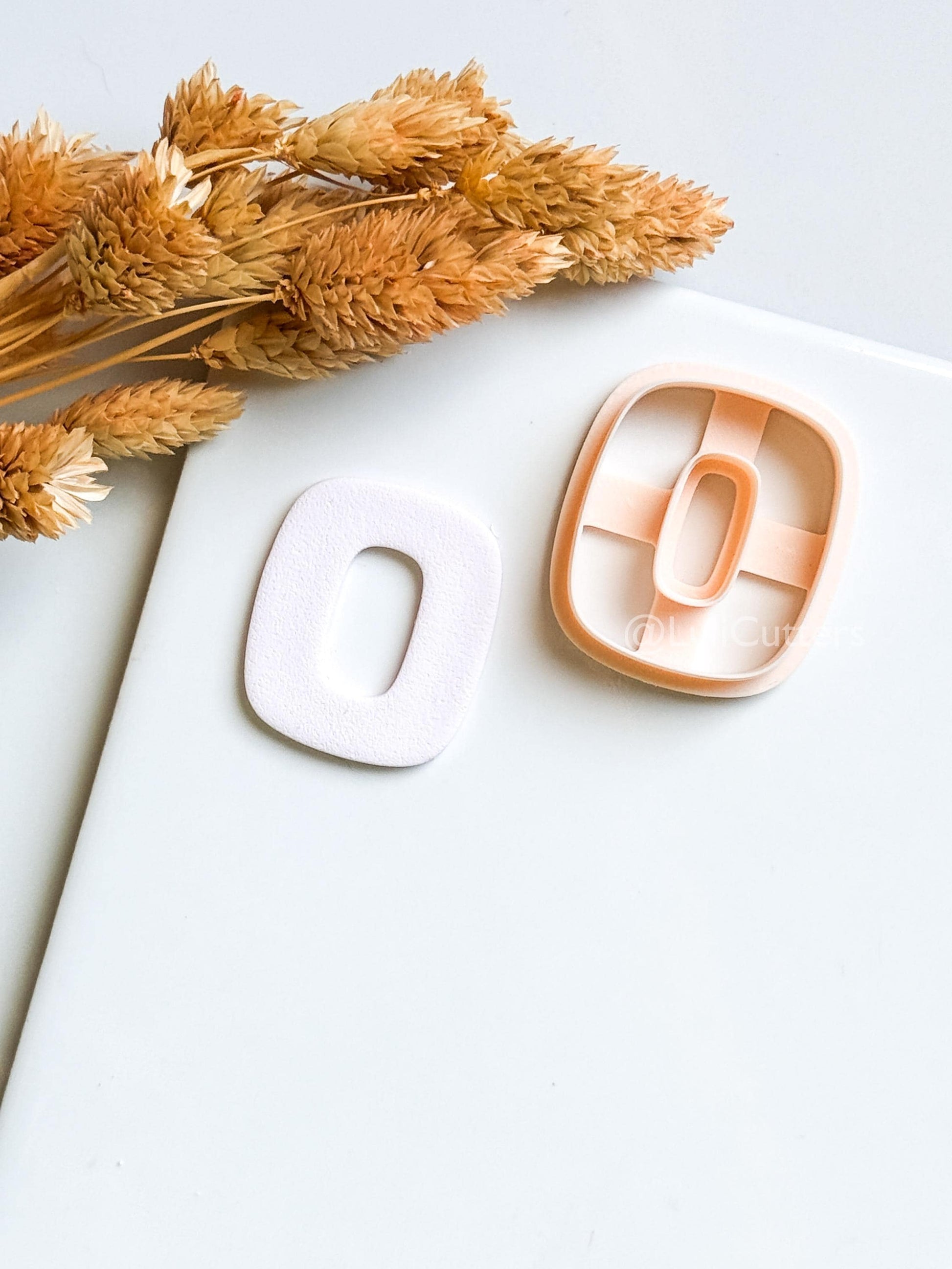 Rounded Square Clay Cutter – Modern Oval Center Polymer Clay Earring Shape