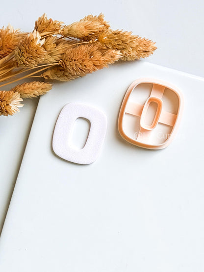 Rounded Square Clay Cutter – Modern Oval Center Polymer Clay Earring Shape