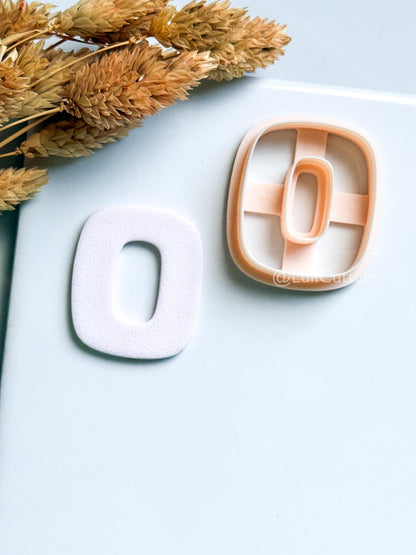 Rounded Square Clay Cutter – Modern Oval Center Polymer Clay Earring Shape