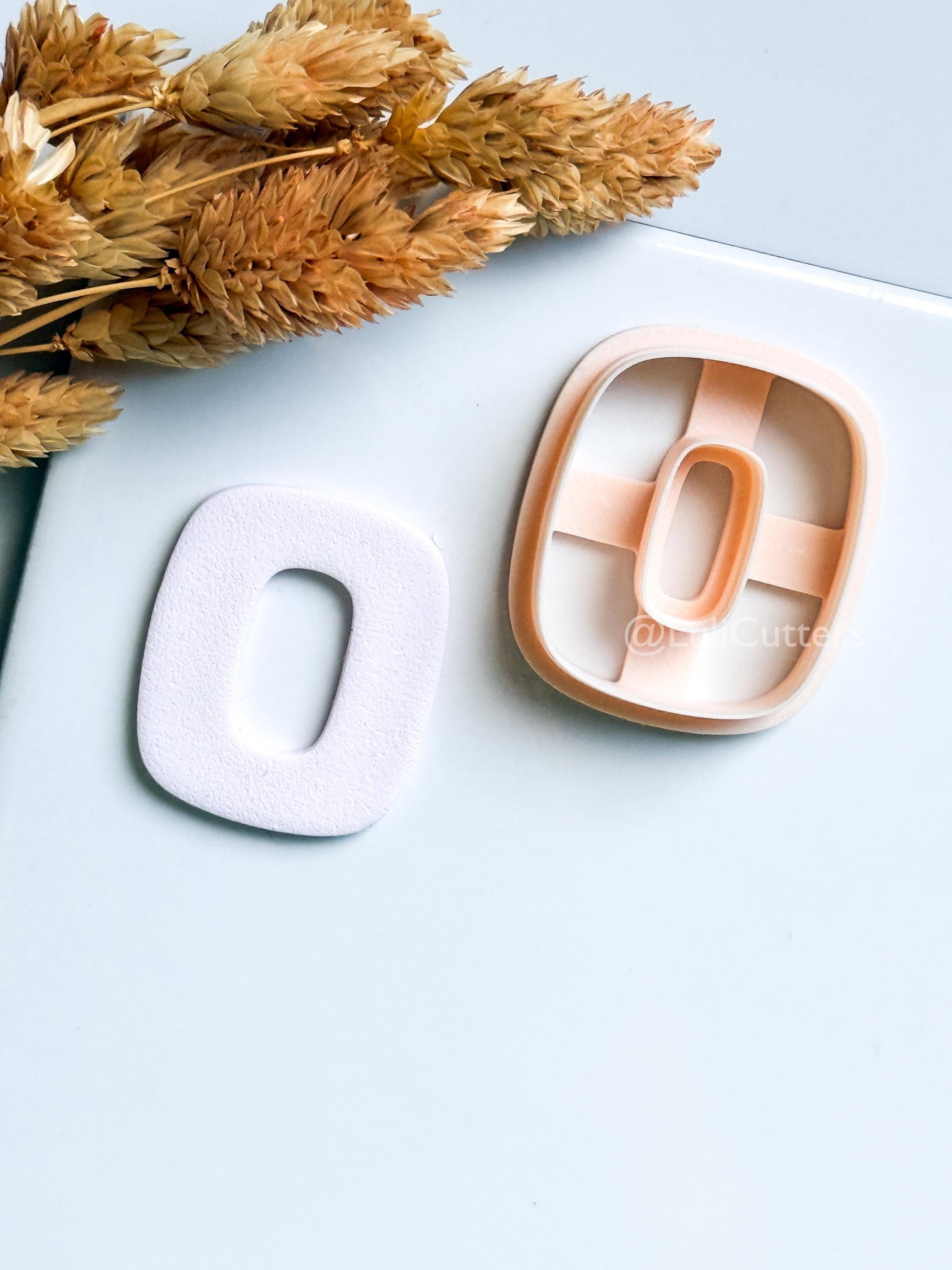 Rounded Square Clay Cutter – Modern Oval Center Polymer Clay Earring Shape